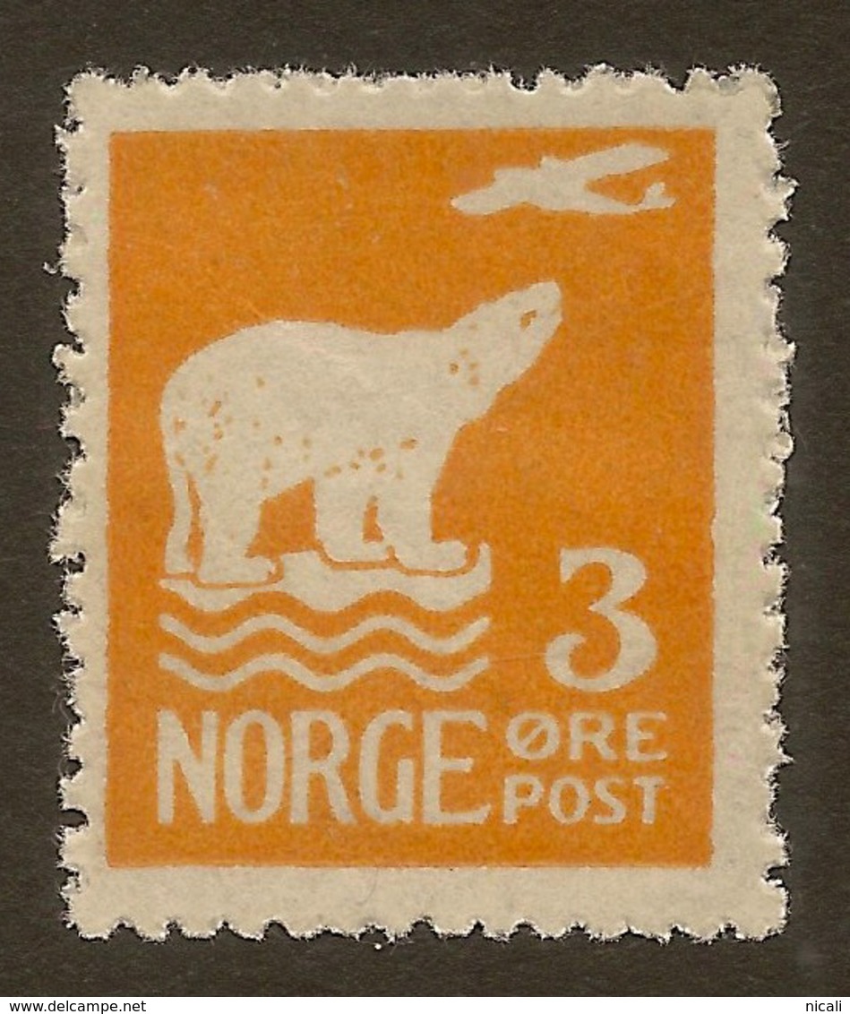 NORWAY 1925 3o Orange Air SG 168 UNHM #LF36 - Unused Stamps