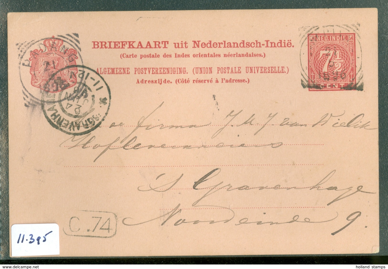 NEDERLANDS INDIE * HANDGESCHREVEN BRIEFKAART Uit 1896 Van PADANG Naar DEN HAAG  (11.395) - Niederländisch-Indien