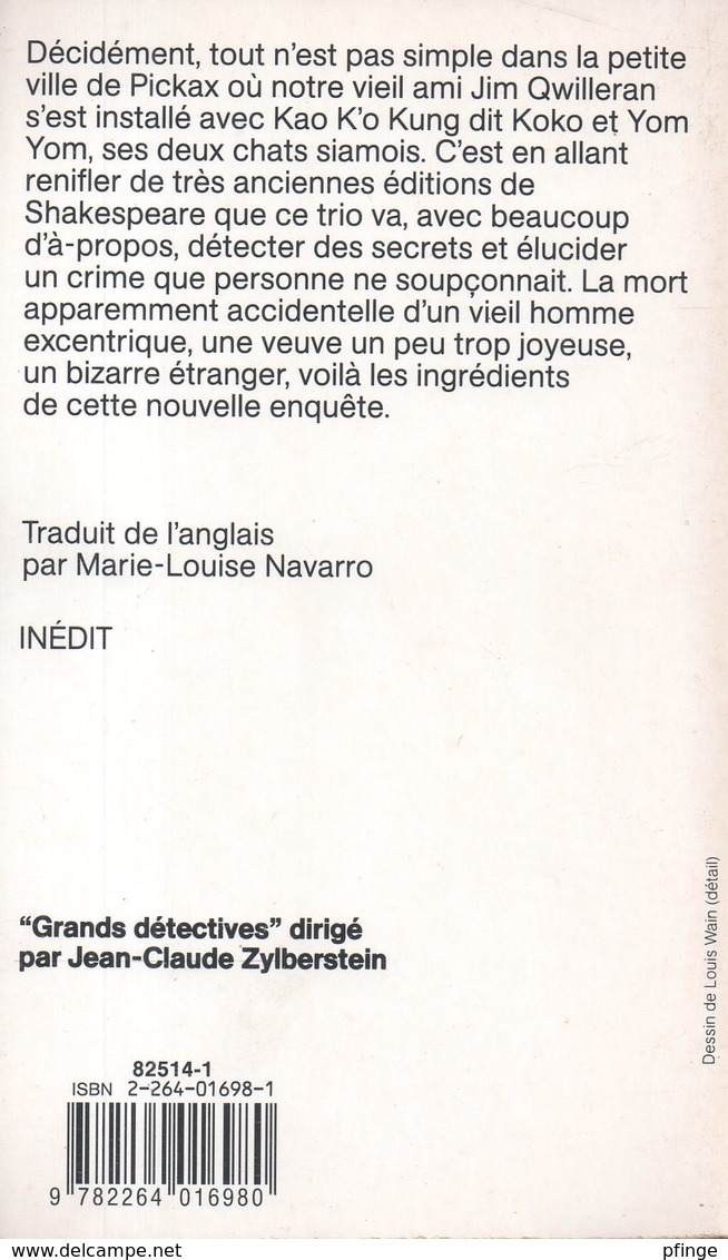 Le Chat Qui Connaissait Shakespeare Par L. Jackson Braun - 10/18 N°2246 - 10/18 - Grands Détectives