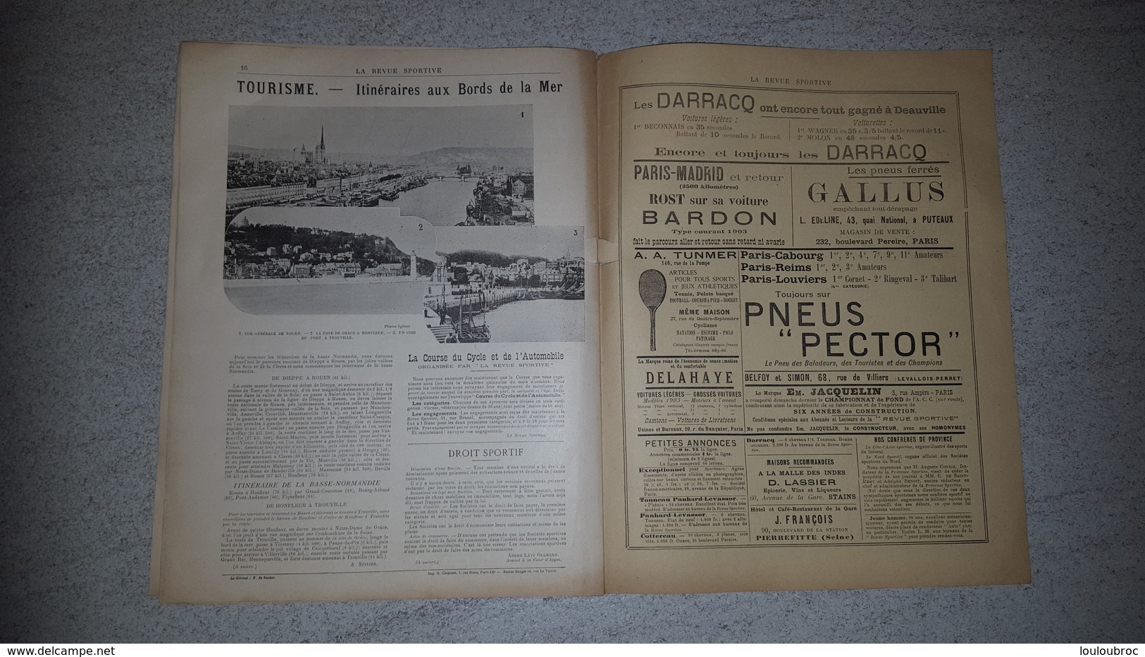 RARE LA REVUE SPORTIVE 1er ANNEE  1903 N°27  LES 500 METRES DE DEAUVILLE 17 PAGES PARFAIT ETAT