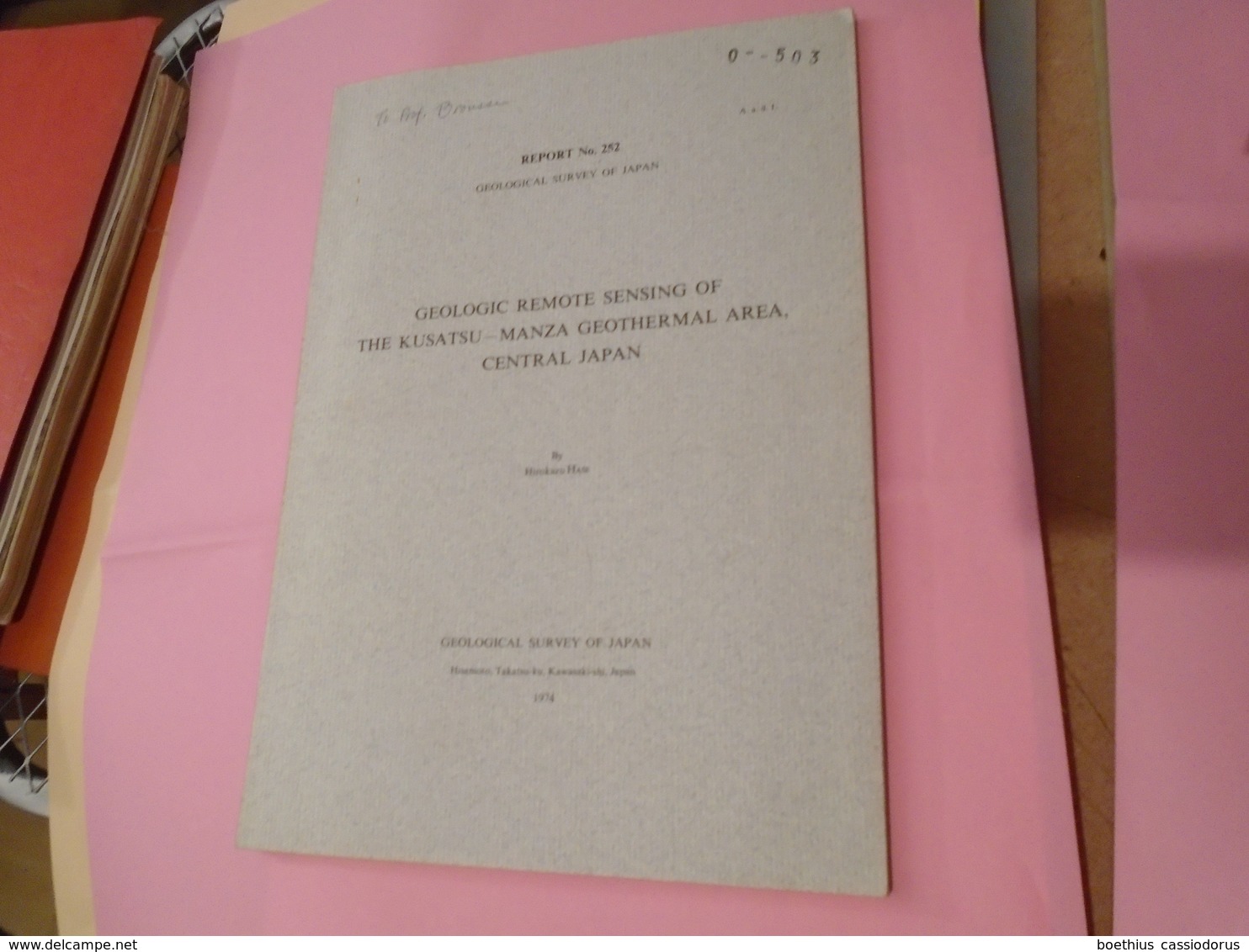 GEOLOGIC REMOTE SENSING  OF THE KUSATSU-MANZA GEOTHERMAL AREA CENTRAL JAPAN (avec Cartes) 1974 HIROKAZU HASE - Geología