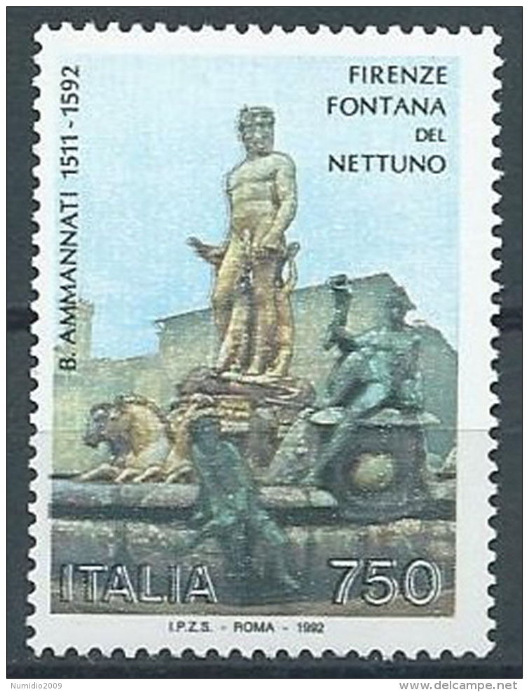 1992 ITALIA FONTANA DEL NETTUNO VARIETà MNH ** - Varietà E Curiosità