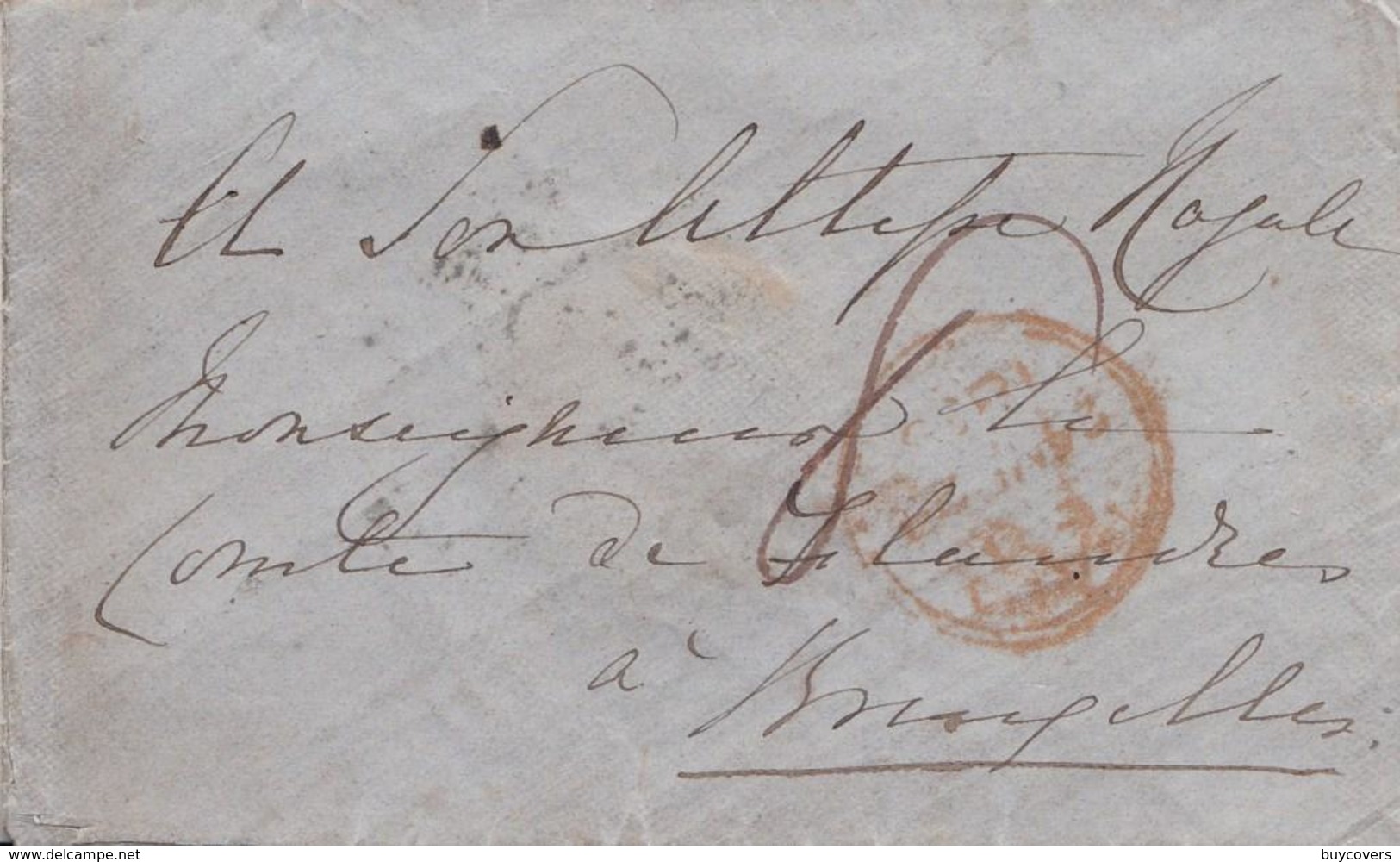 E11 - Bustina Senza Testo Del 25 Marzo 1856 Dall'Inghilterra A Bruxelles, Tassa 8 Pence A Penna. - Storia Postale