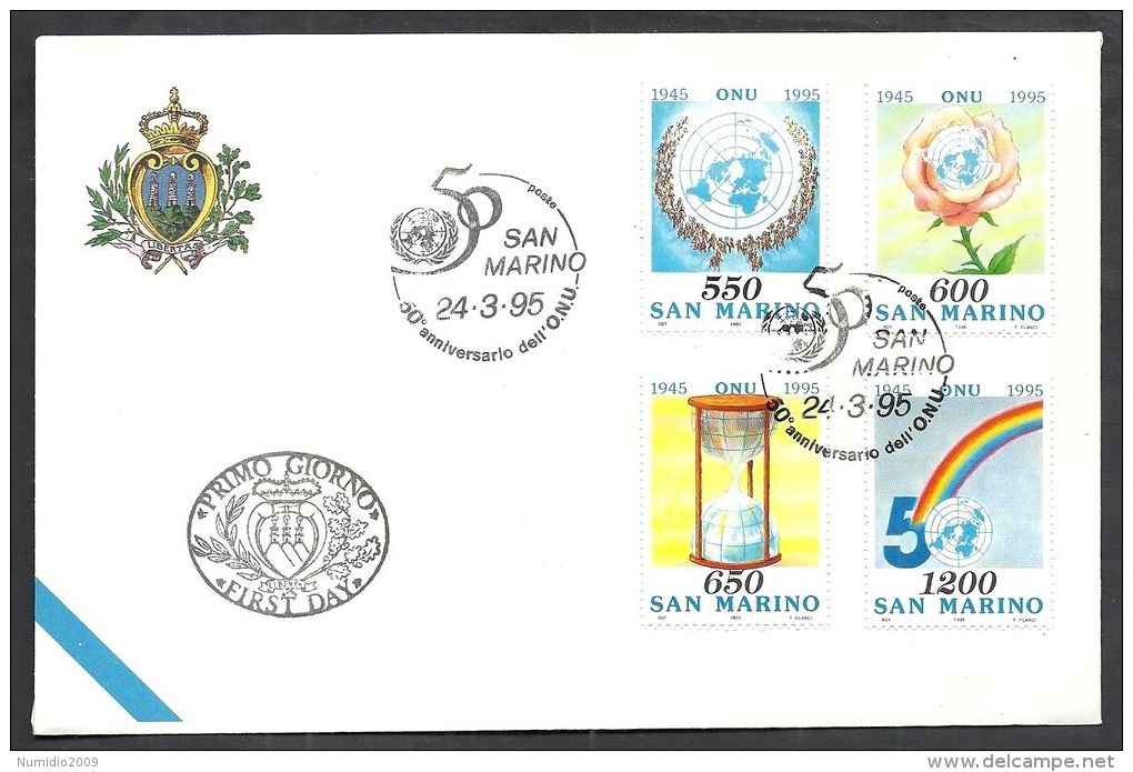 1995 SAN MARINO FDC ONU - RSM7 - FDC