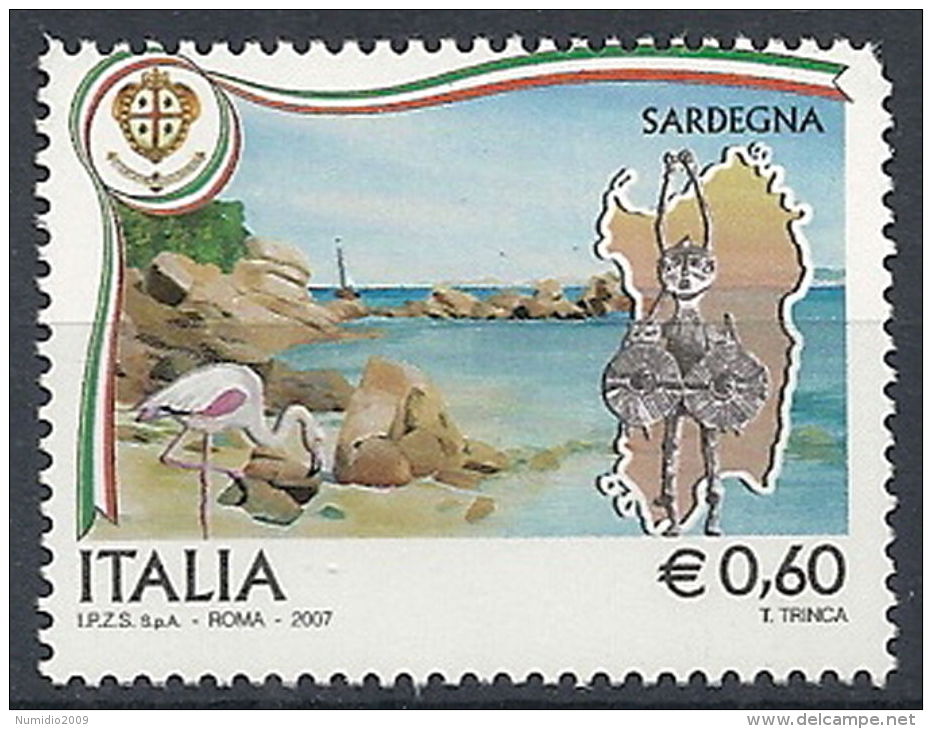 2007 ITALIA TURISTICA SARDEGNA VARIETà STRISCIA ORO SPOSTATA MNH ** - RR12044 - Varietà E Curiosità