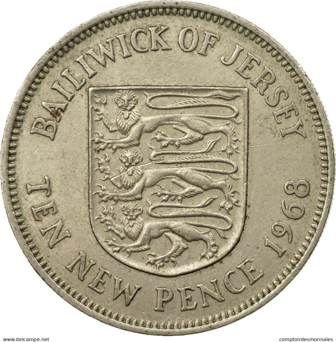 Monnaie, Jersey, Elizabeth II, 10 New Pence, 1968, TTB, Copper-nickel, KM:33 - Jersey