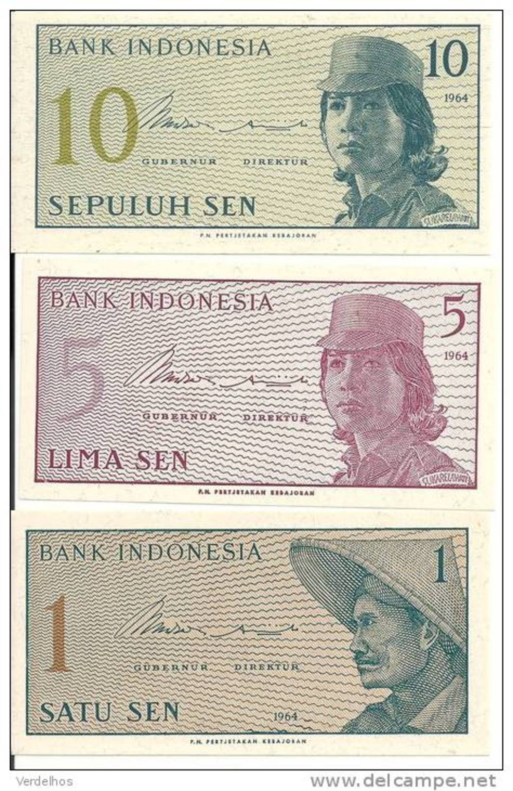 INDONESIE 1-5-10 SEN 1964 UNC P 90-91-92 ( 3 Billets ) - Indonésie