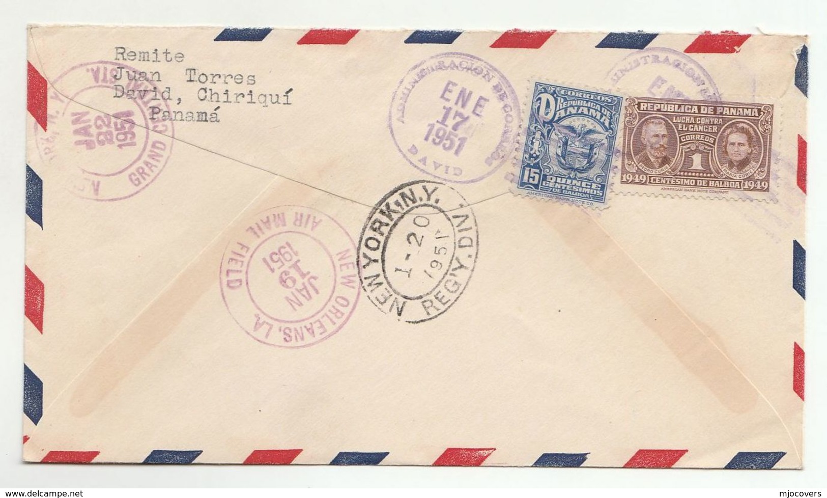 1951 Registered PANAMA To UNITED NATIONS RADIO DIV USA Airmail COVER Marie CURIE Stamps Radiation Health Broadcasting Un - Panama