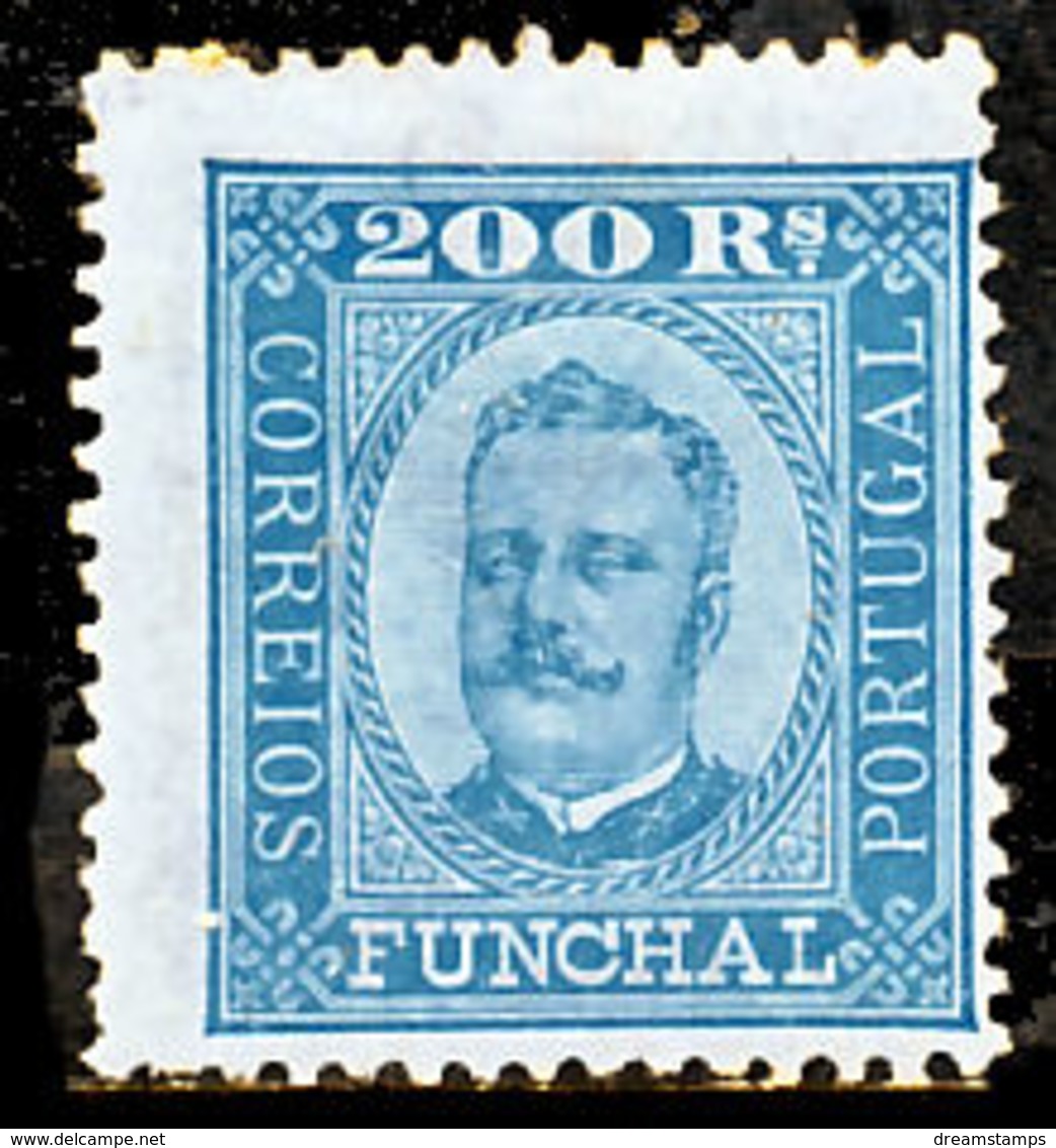 !										■■■■■ds■■ Funchal 1892 AF#11* King Carlos Neto 200 Réis 12,5 (x9067) - Funchal