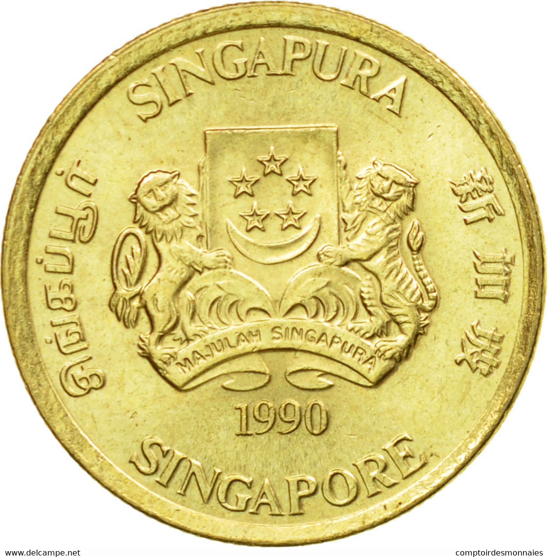 Monnaie, Singapour, 5 Cents, 1990, British Royal Mint, SUP, Aluminum-Bronze - Singapour