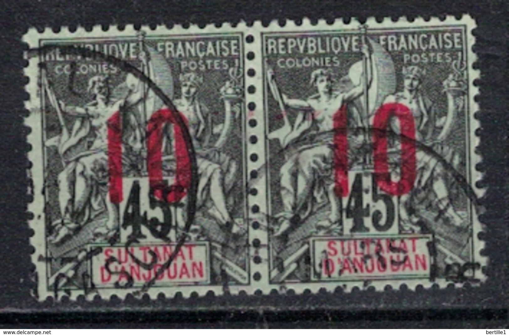 ANJOUAN         N°  YVERT     27   X 2     OBLITERE       ( O   1/40 ) - Used Stamps