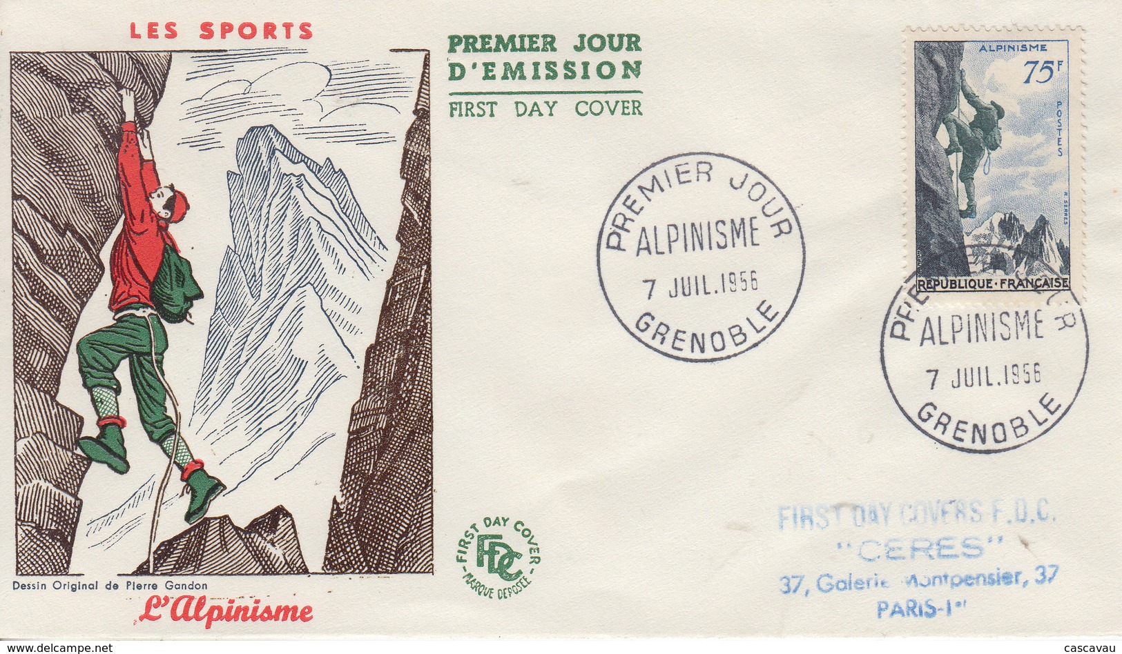 Enveloppe  FDC  1er  Jour   FRANCE   ALPINISME    GRENOBLE    1956 - 1950-1959