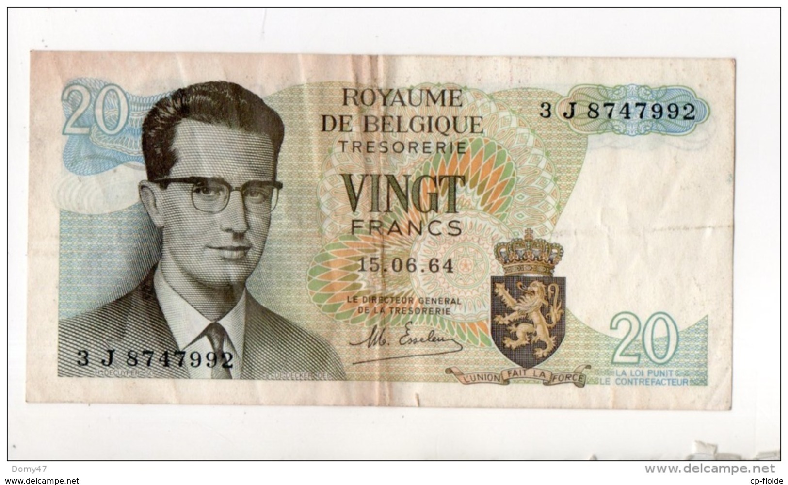 BELGIQUE . ROYAUME DE BELGIQUE 20 VINGT FRANCS . 15/06/1964 - Réf. N°10811 - - Altri & Non Classificati