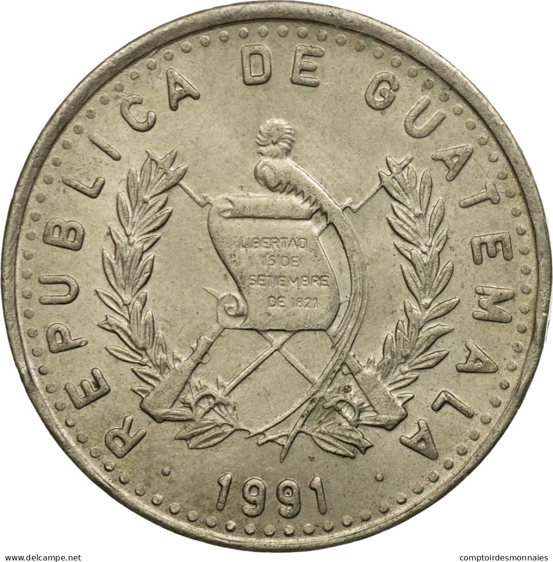 Monnaie, Guatemala, 25 Centavos, 1991, TTB+, Copper-nickel, KM:278.5 - Guatemala