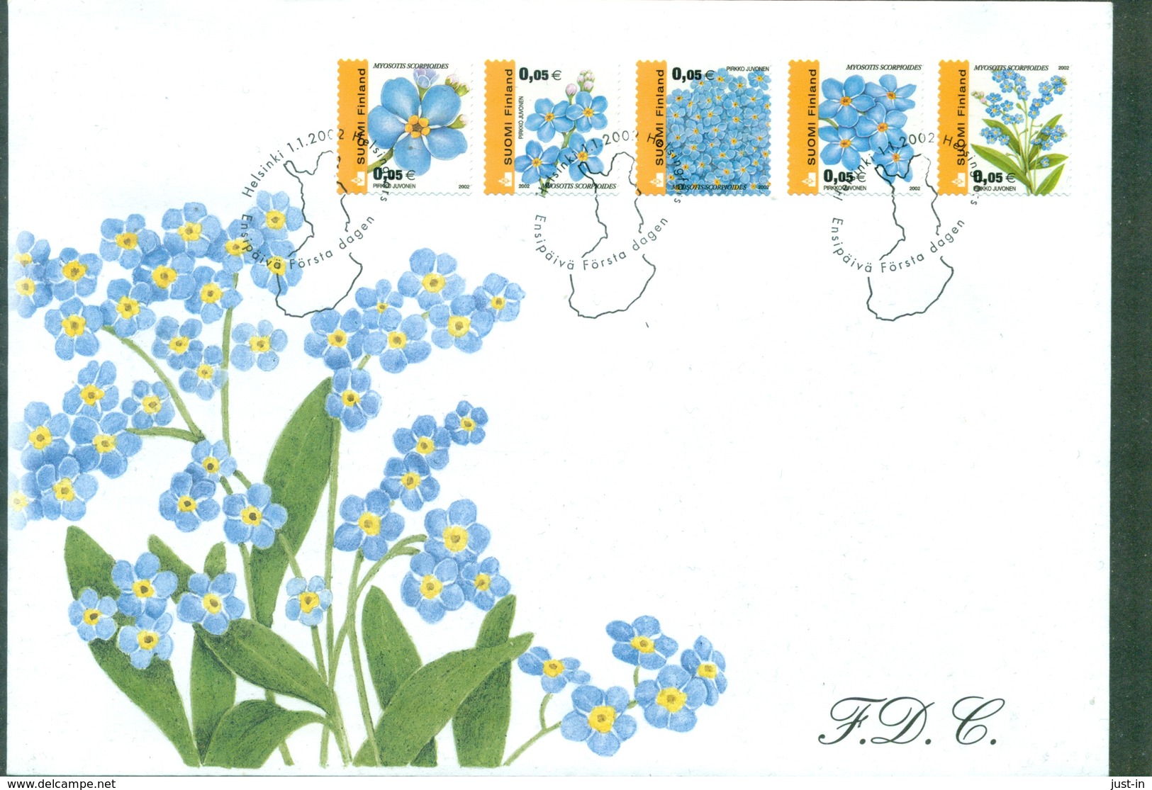 FINLANDE FLEURS N°1565 / 1574 Myosotis Et Muguet Sur 2 Fdc De 2002 TB. - Autres & Non Classés