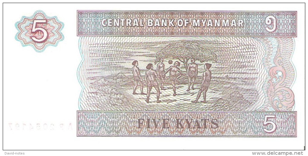 Myanmar - Pick 70 - 5 Kyats 1997 - Unc - Myanmar