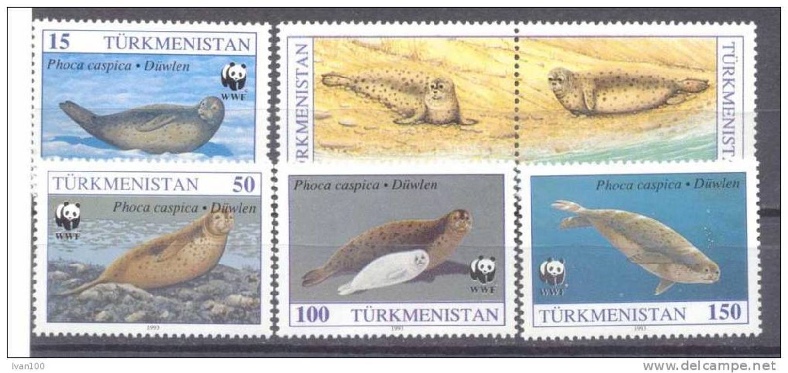 1993.Turkmenistan,  WWF, Caspian Seal, 6v, Mint/** - Turkmenistán