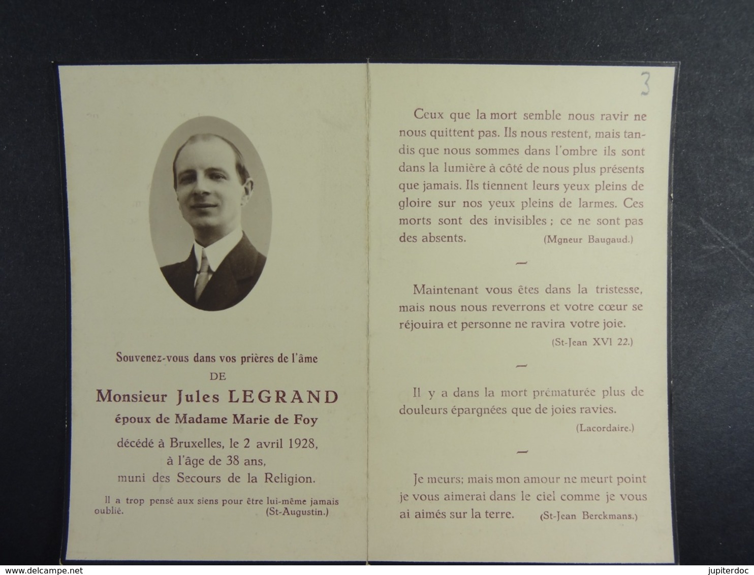 Jules Legrand épx Marie De Foy Bruxelles 1928 /3/ - Images Religieuses