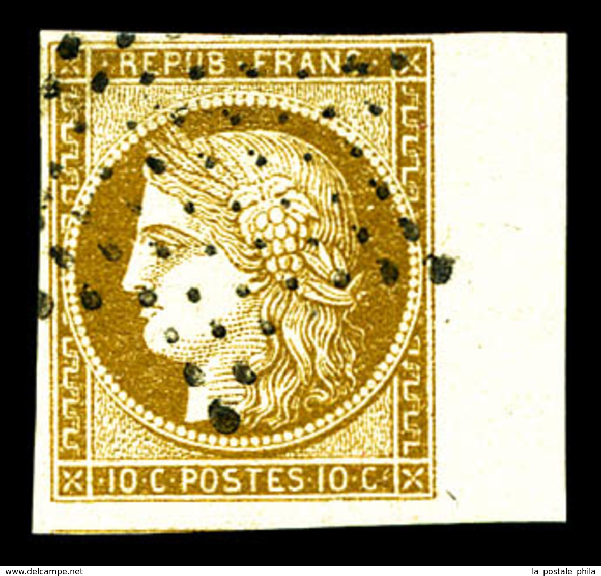 O N°1, 10c Bistre-jaune Obl étoile, Bord De Feuille. SUP (certificat)  Qualité: O - 1849-1850 Cérès