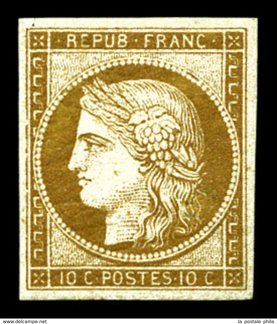 ** N°1a, 10c Bistre-brun, Quatre Marges Equilibrées, Fraîcheur Postale. SUPERBE. R. (certificats)  Qualité: ** - 1849-1850 Ceres