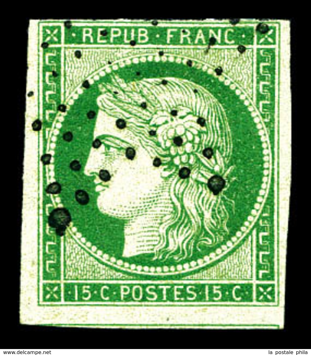 O N°2, 15c Vert Obl étoile. TB (certificat)  Qualité: O  Cote: 1050 Euros - 1849-1850 Ceres