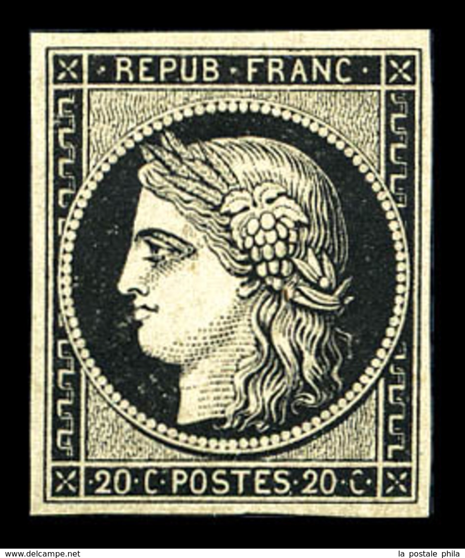 ** N°3, 20c Noir Sur Jaune, Fraîcheur Postale, SUP (certificat)  Qualité: ** - 1849-1850 Cérès