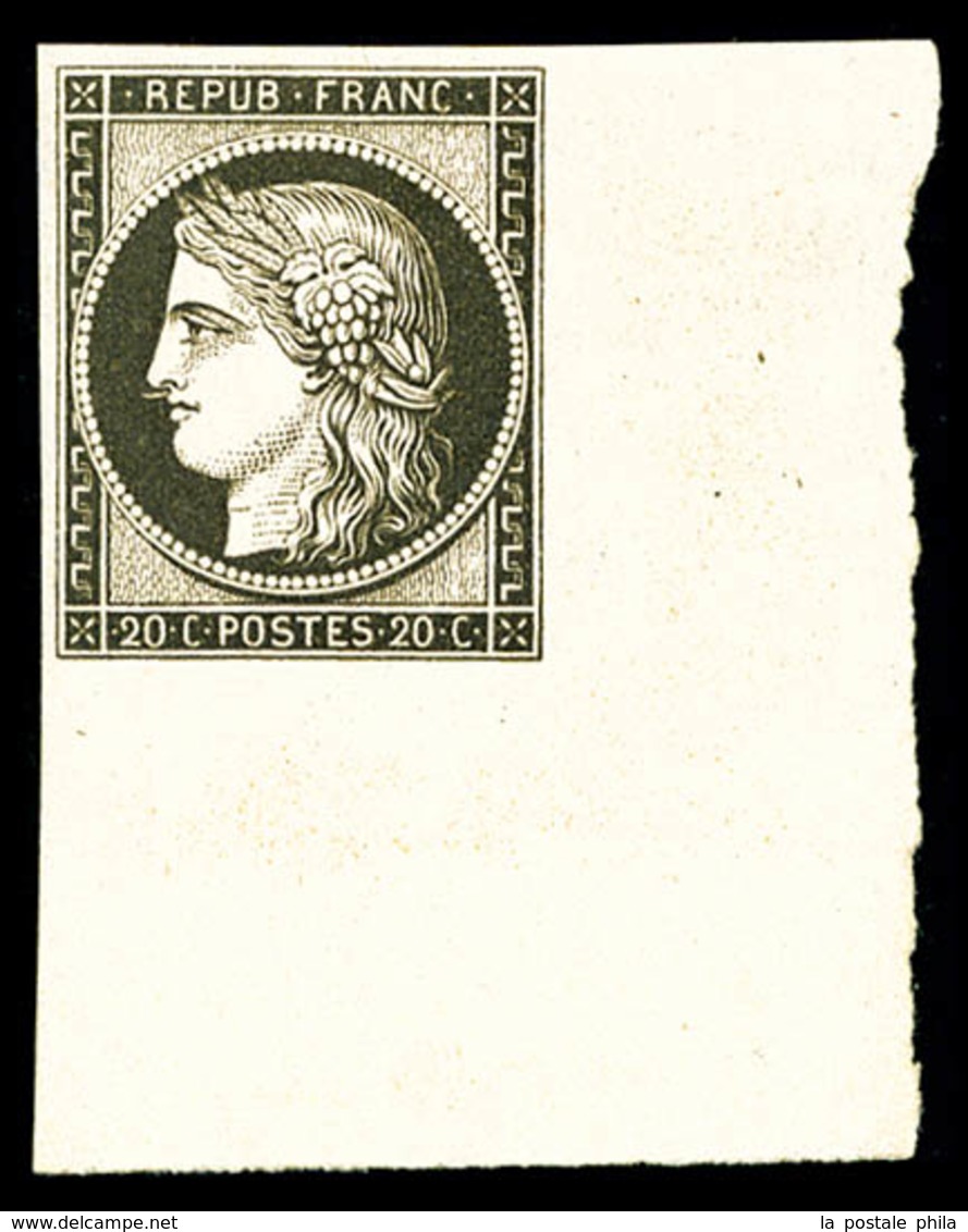 ** N°3f, 20c Noir Sur Jaune, Impression De 1862, Coin De Feuille Intégral, Fraîcheur Postale, SUP (certificat)  Qualité: - 1849-1850 Ceres