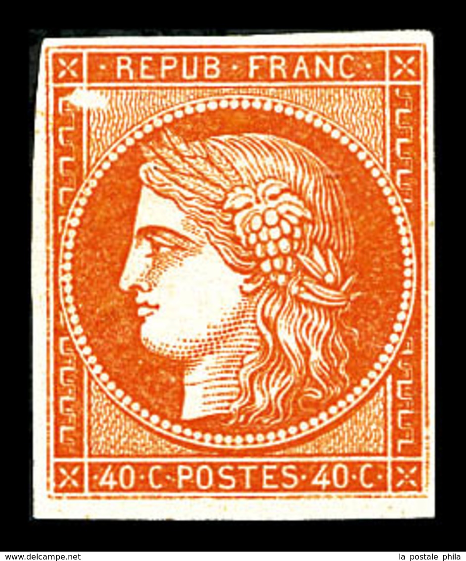 ** N°5A, 40c Orange, Avec Variété 'abeille' Dans Un Angle, Fraîcheur Postale, SUPERBE (signé/certificats)  Qualité: ** - 1849-1850 Ceres