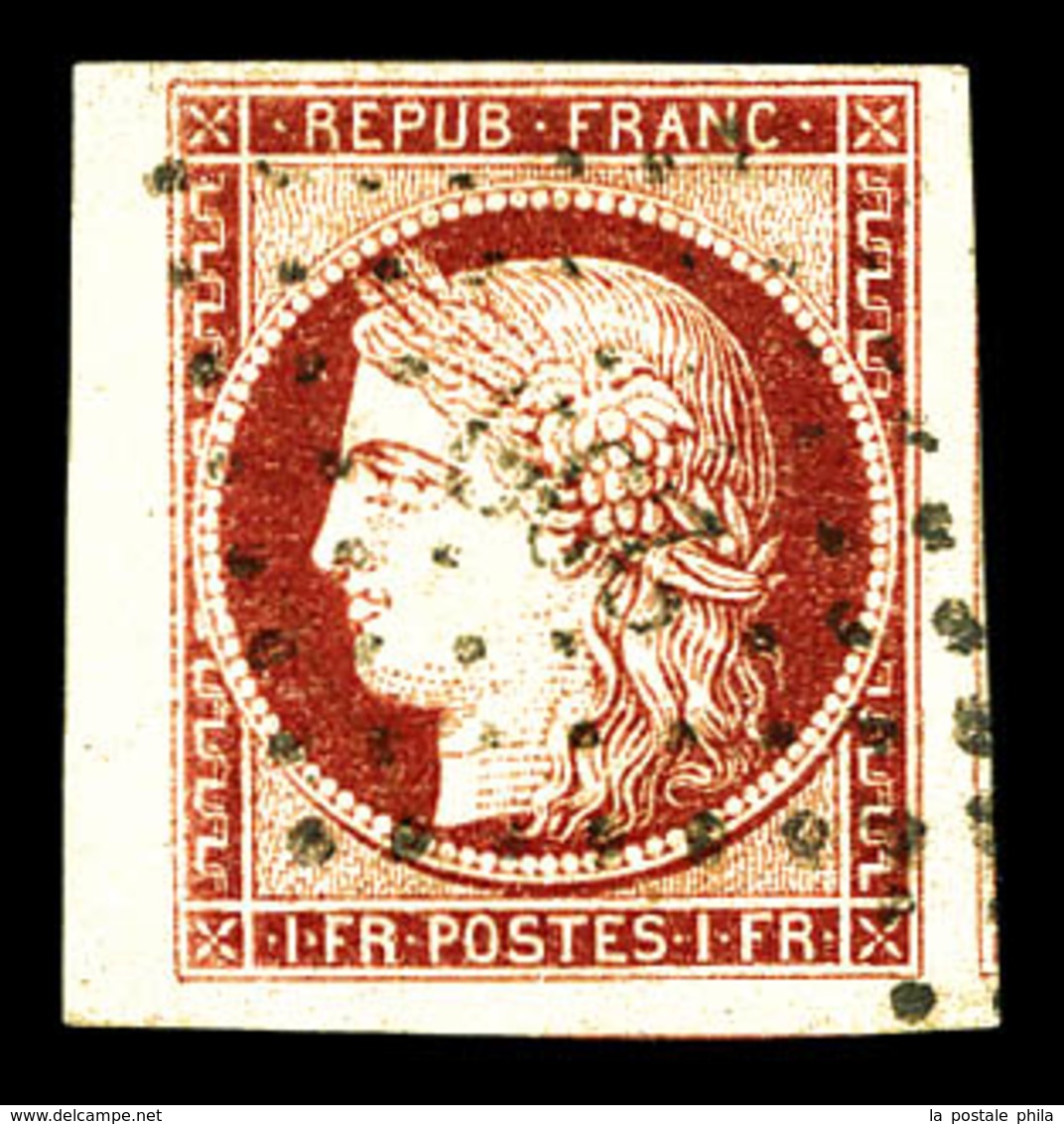 O N°6a, 1f Carmin Clair Bord De Feuille Obl Pc Légère, Grandes Marges. SUP. R. (signé Brun/certificat)  Qualité: O - 1849-1850 Ceres