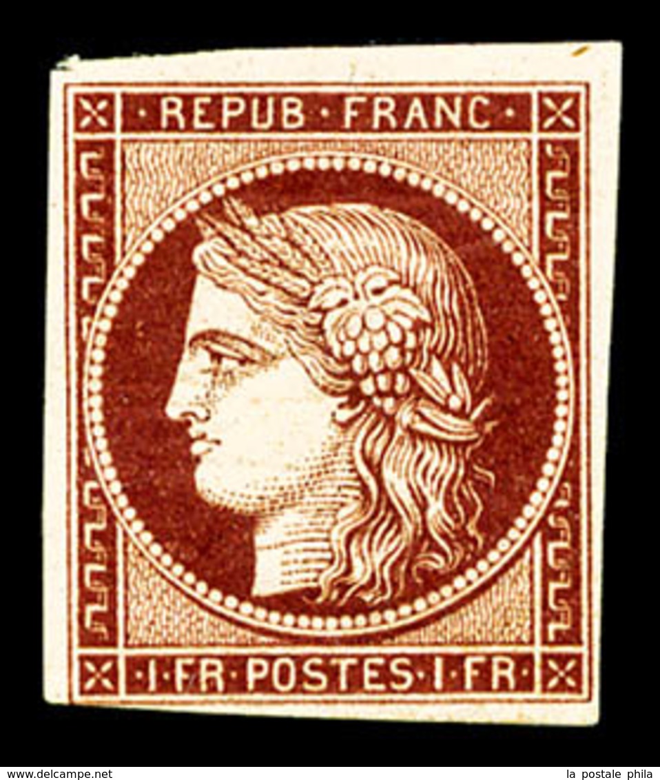 ** N°6B, 1F Carmin-brun Foncé, Fraîcheur Postale, SUPERBE, R.R.R (certificat)  Qualité: ** - 1849-1850 Ceres