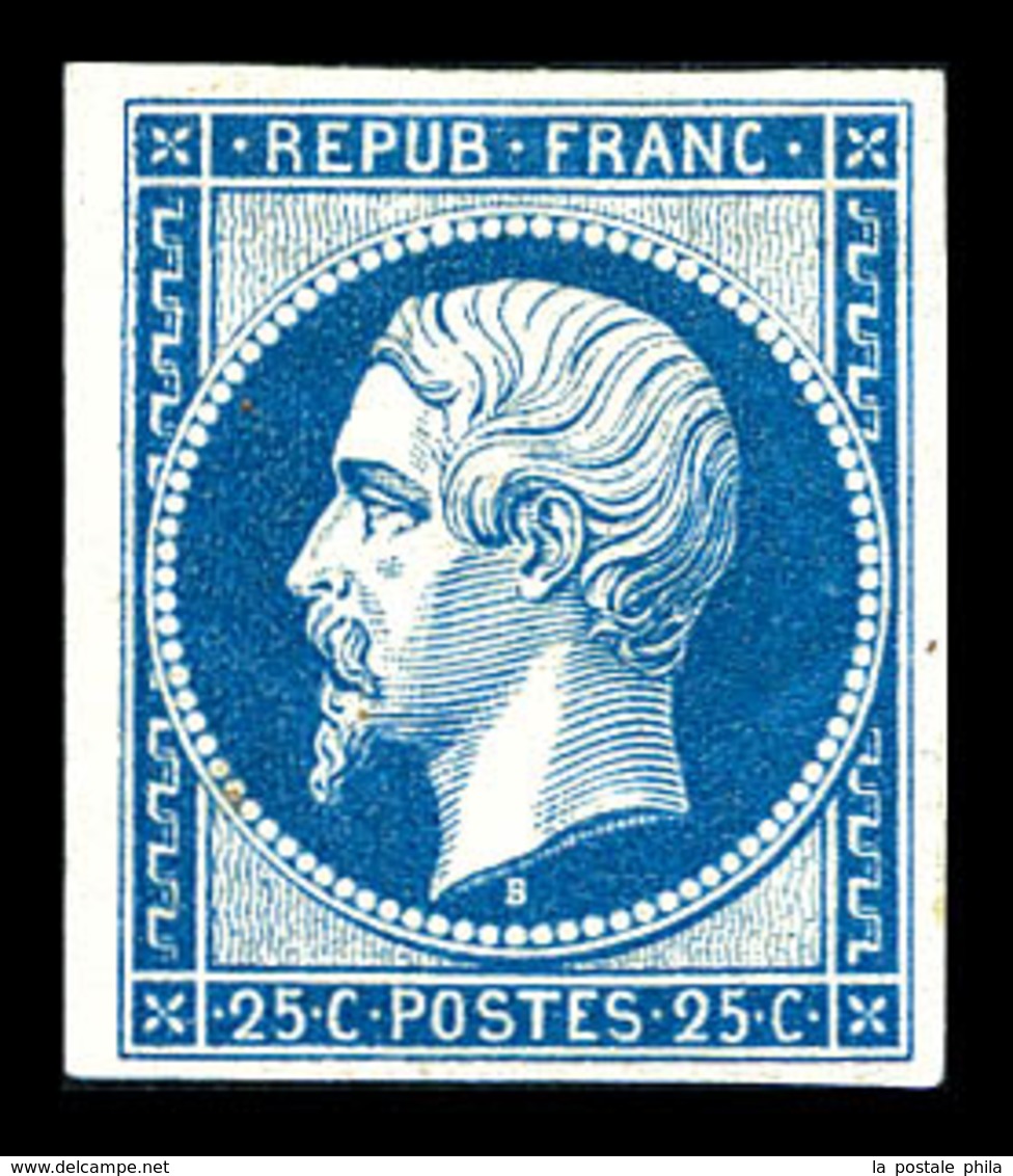 * N°10c, 25c Bleu, Impression De 1862, Frais. TB (certificat)  Qualité: *  Cote: 600 Euros - 1852 Louis-Napoléon