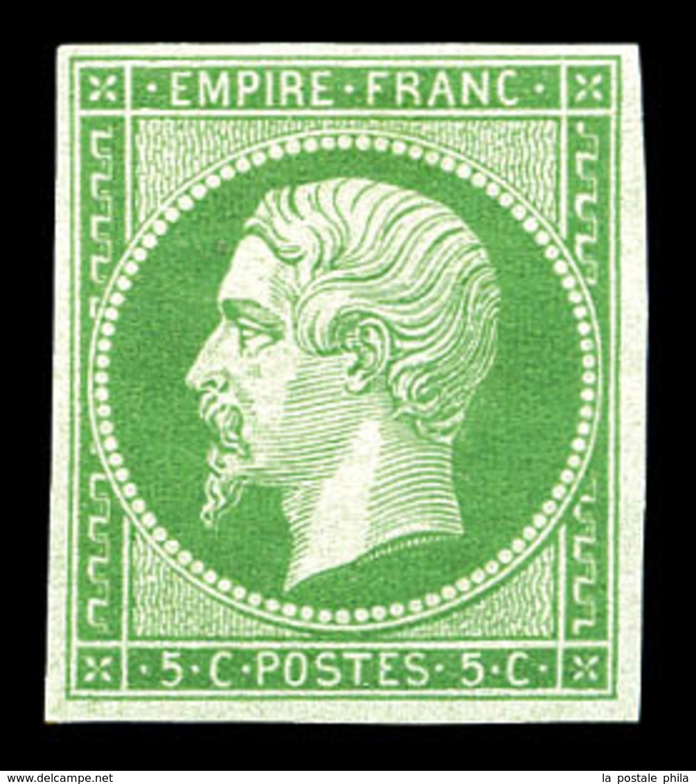 * N°12, 5c Vert, Très Frais. TTB (certificat)  Qualité: *  Cote: 1400 Euros - 1853-1860 Napoléon III.