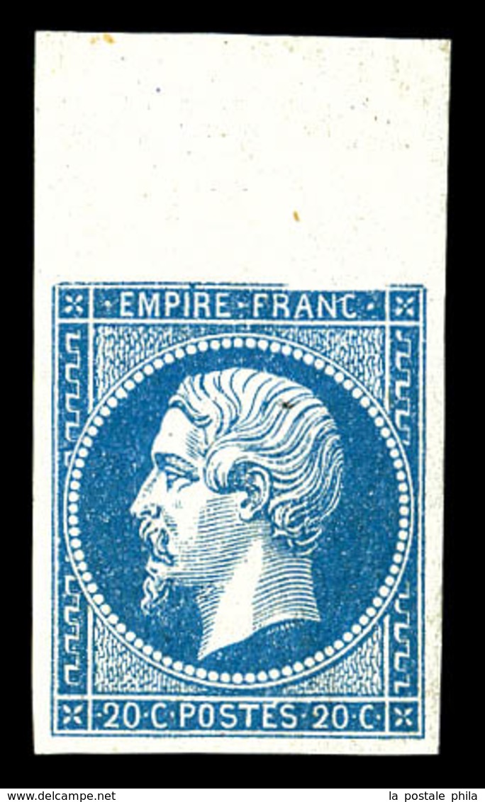 ** N°14A, 20c Bleu Bdf, Fraîcheur Postale. SUP (certificat)  Qualité: ** - 1853-1860 Napoleon III