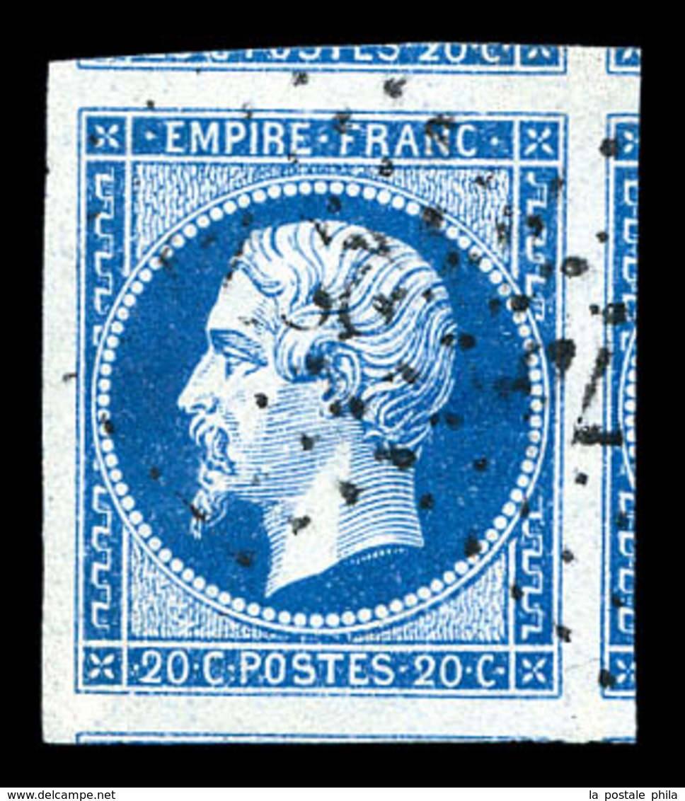 O N°14A, 20c Bleu Type I, Grandes Marges Avec 5 Voisins. SUP  Qualité: O - 1853-1860 Napoléon III.
