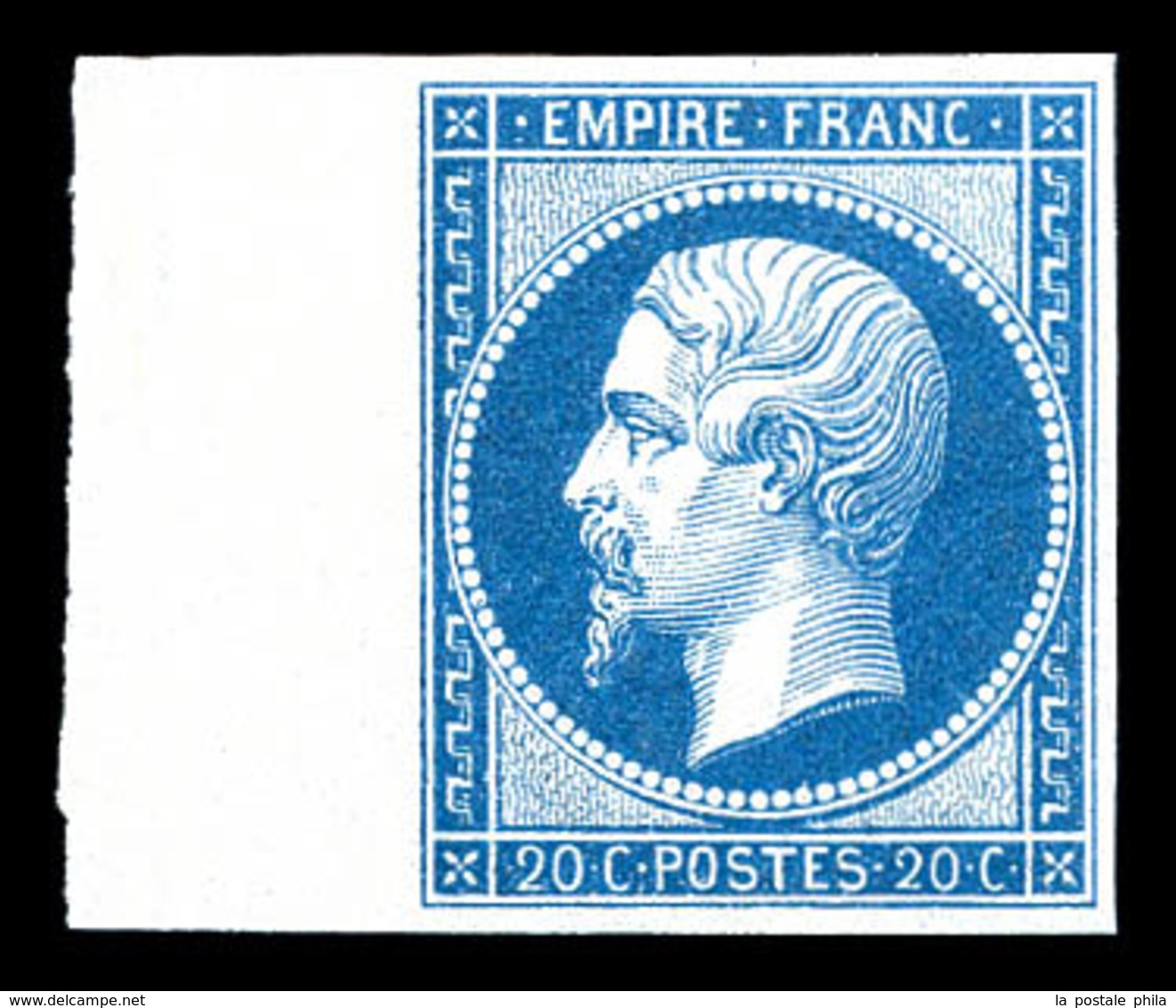 ** N°14B, 20c Type II Bord De Feuille Latéral, Fraîcheur Postale. SUP (certificat)  Qualité: ** - 1853-1860 Napoleon III