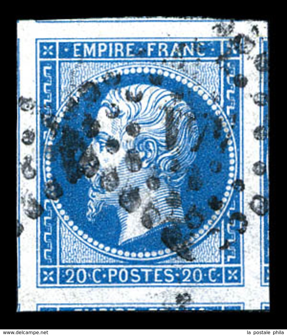 O N°14B, 20c Bleu Type II, Grandes Marges Avec 7 Voisins. SUP  Qualité: O - 1853-1860 Napoleon III