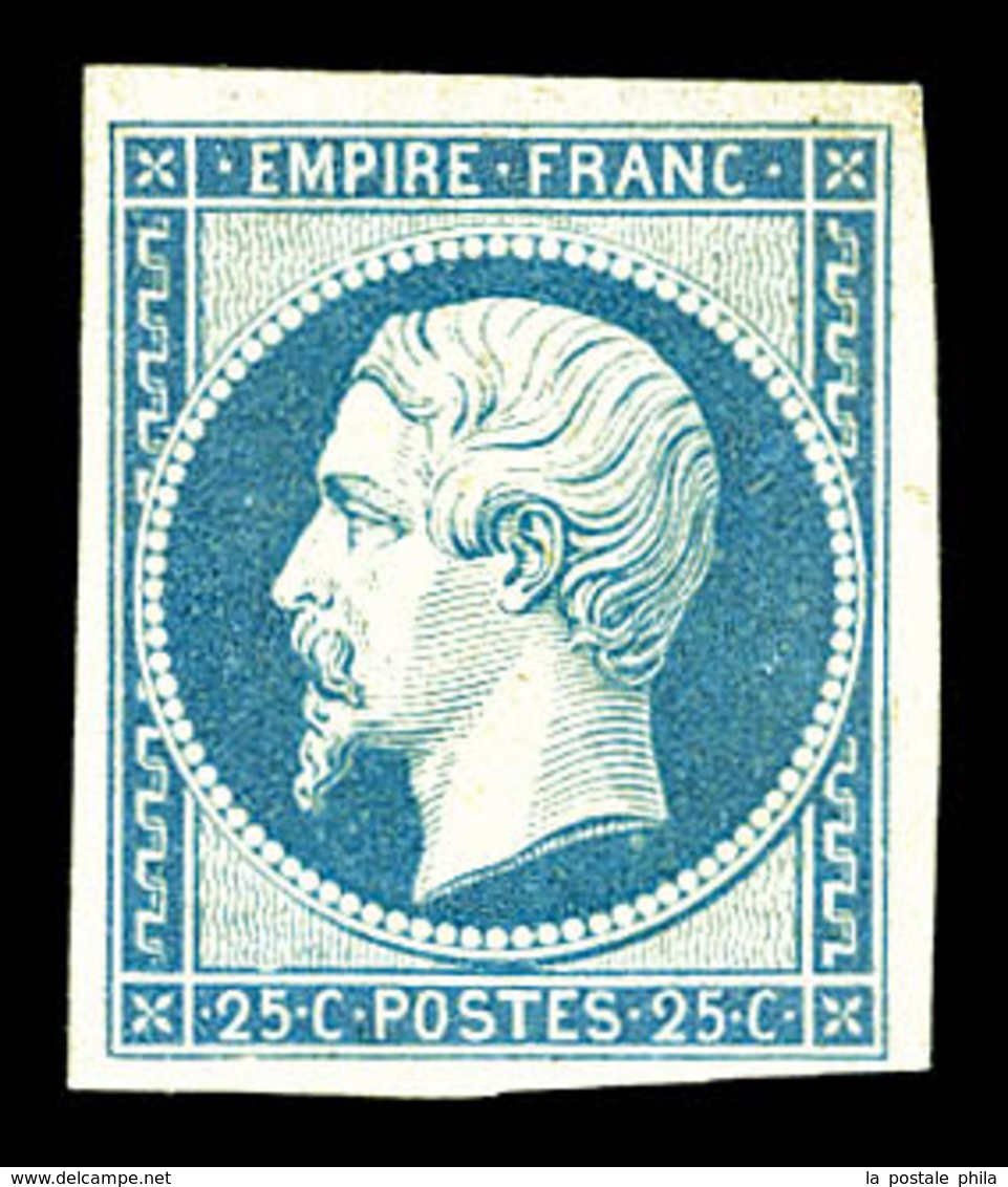 (*) N°15a, 25c Bleu Laiteux, Jolie Pièce. TB (signé Brun/certificat)  Qualité: (*)  Cote: 1600 Euros - 1853-1860 Napoléon III.
