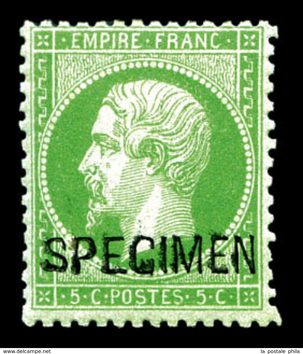 * N°20f, 5c Vert Surchargé 'SPECIMEN'. TTB  Qualité: *  Cote: 400 Euros - 1862 Napoléon III.