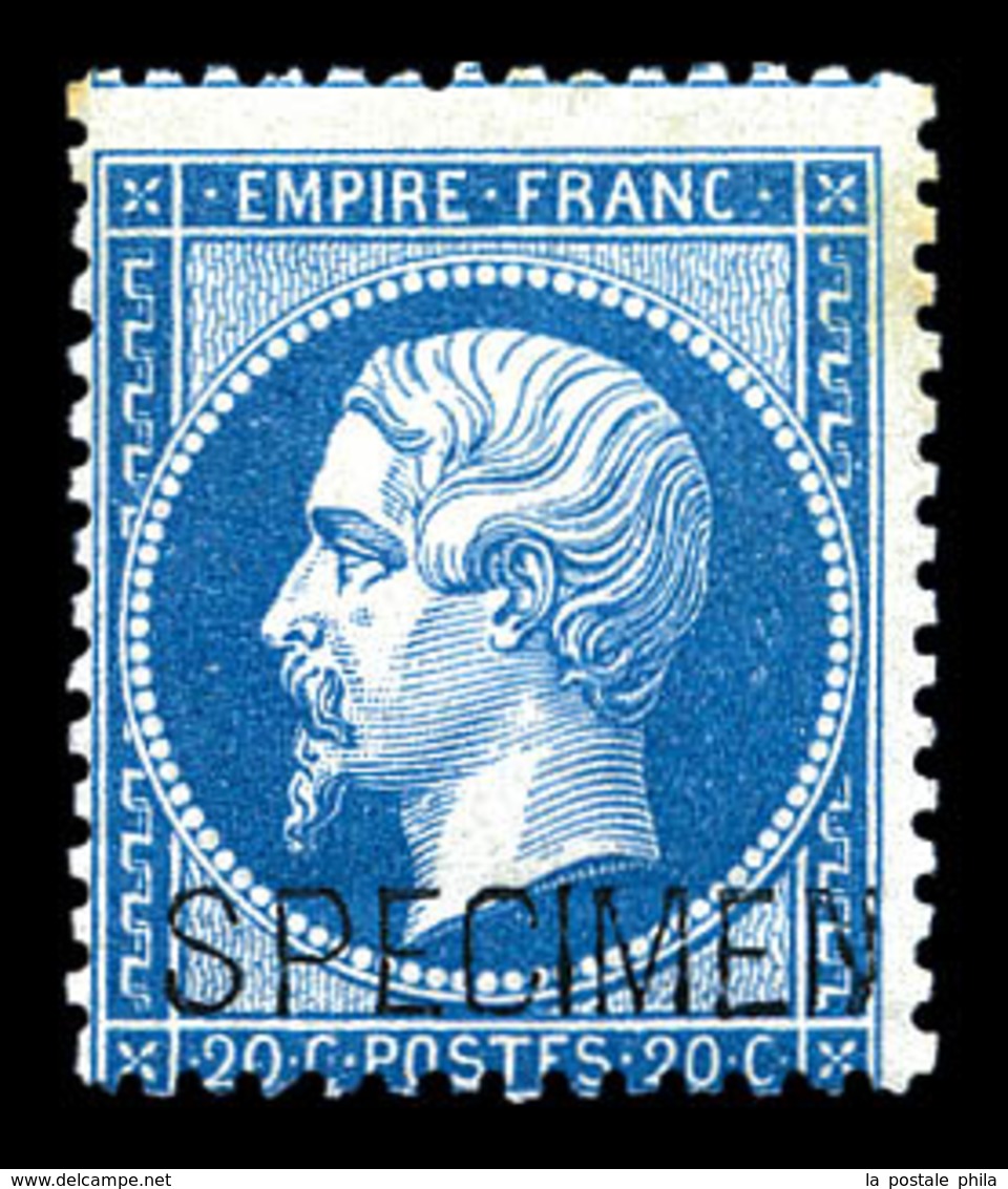 * N°22d, 20c Bleu Surchargé 'SPECIMEN'. TB  Qualité: *  Cote: 400 Euros - 1862 Napoléon III.
