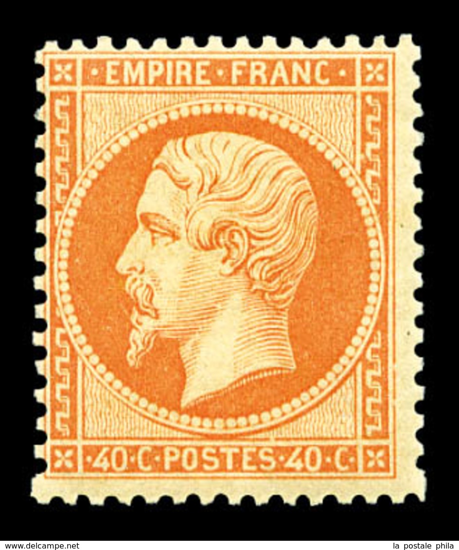 ** N°23, 40c Orange, Fraîcheur Postale. SUPERBE (certificat)  Qualité: ** - 1862 Napoléon III.