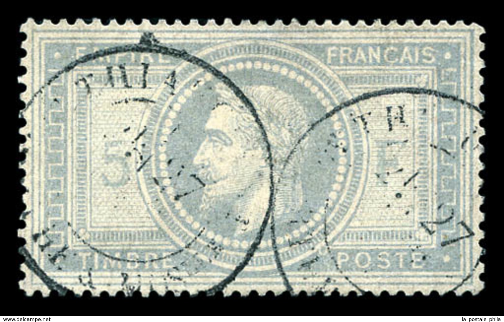 O N°33a, 5F Violet-gris Obl Légère, Centrage Exceptionnel, Très Jolie Pièce. SUPERBE (signé Calves/certificats)  Qualité - 1863-1870 Napoléon III. Laure