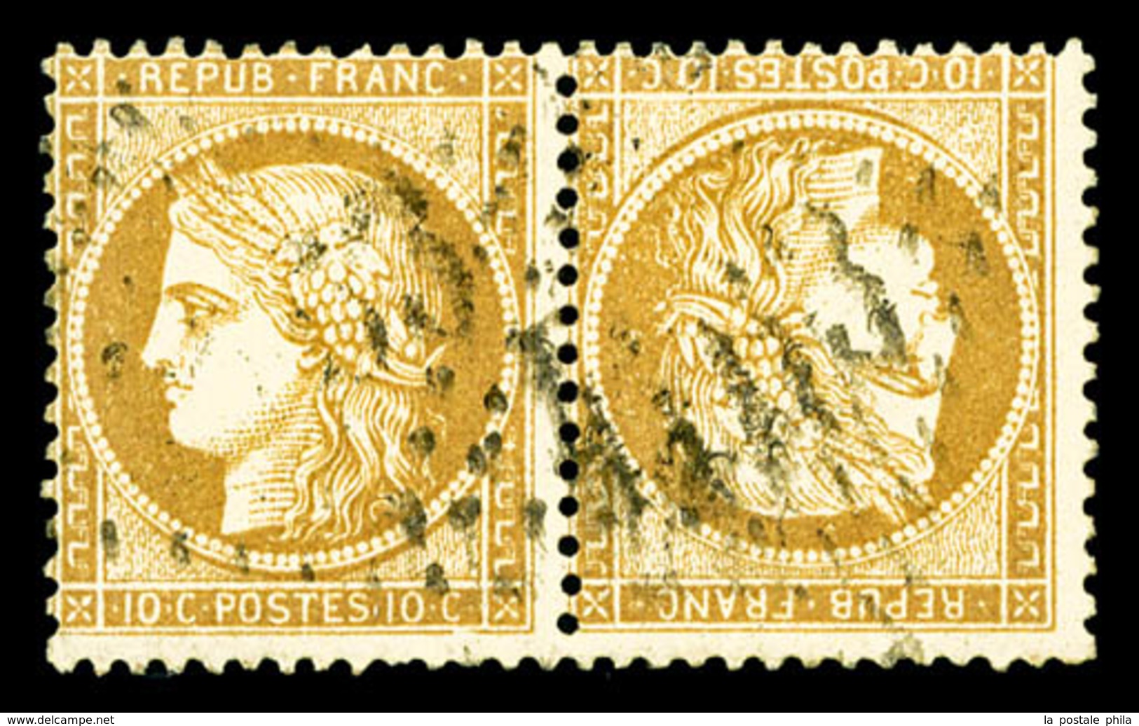 O N°36b, 10c Bistre-jaune En Paire Tête-bêche Horizontale, TTB (signé Brun/Scheller/certificat)  Qualité: O  Cote: 3500  - 1870 Belagerung Von Paris