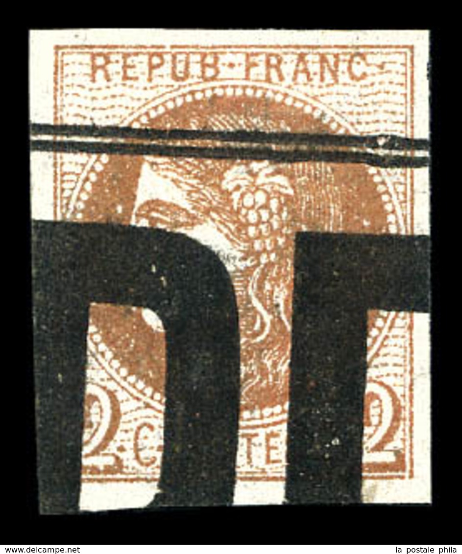 O N°40Bb, 2c Marron, Oblitération Typographique Des Journaux. SUP (certificats)  Qualité: O  Cote: 1250 Euros - 1870 Ausgabe Bordeaux