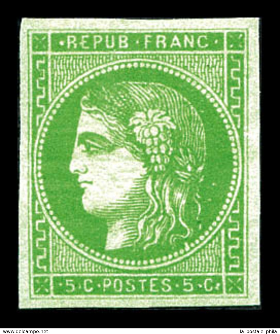 ** N°42B, 5c Vert-jaune, Belles Marges, Fraîcheur Postale. SUP (Signé/certificat)  Qualité: ** - 1870 Ausgabe Bordeaux