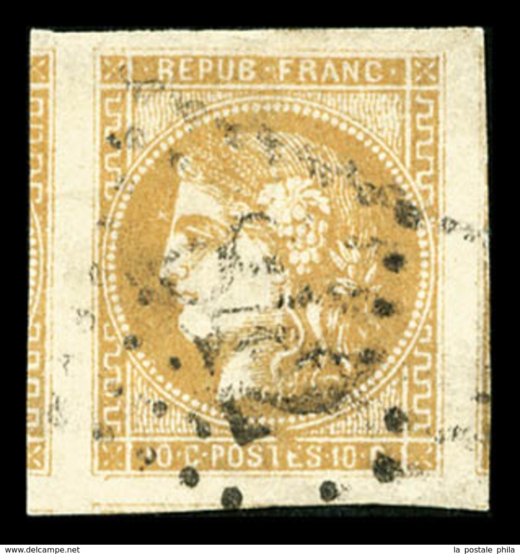 O N°43B, 10c Bistre-jaune, Quatre Voisins, Pièce Choisie, SUP (signé Brun/Calves/certificat)  Qualité: O - 1870 Ausgabe Bordeaux
