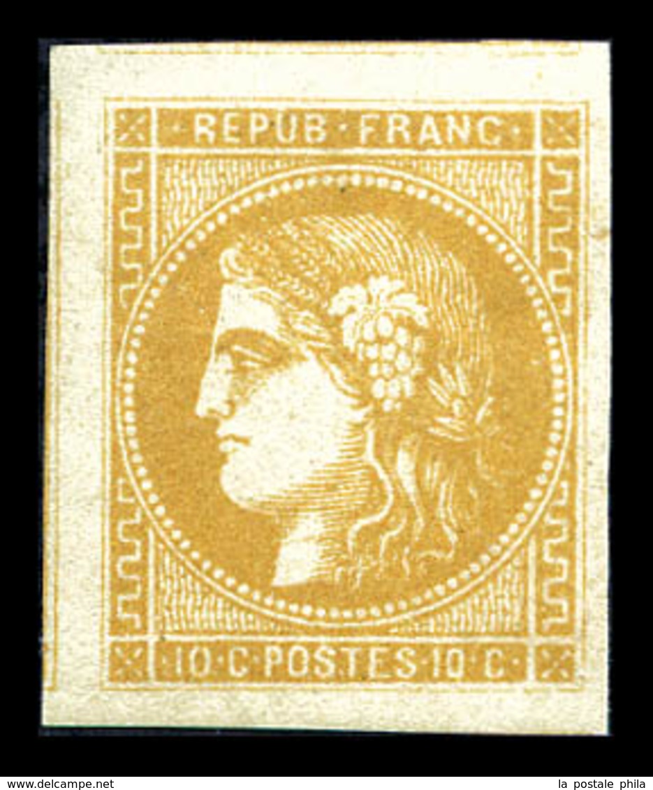 * N°43Bc, 10c Citron Report 2, Grandes Marges Avec Trois Voisins. Pièce Superbe. R.R. (certificats)  Qualité: * - 1870 Ausgabe Bordeaux