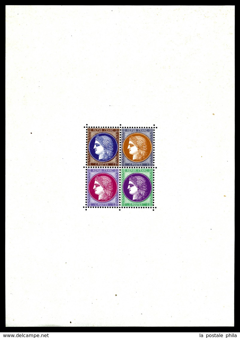 (*) N°3d, Non émis: Exposition Philatélique De 1937, Bloc Composé De 4 Timbres Dentelés Avec Couleurs Différentes, Moins - Ungebraucht