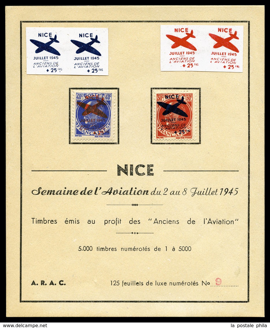 O N°13/14, NICE (Alpes Maritimes): Ancien De L'aviation, Feuillet De Luxe. TB  Qualité: O  Cote: 200 Euros - Liberation