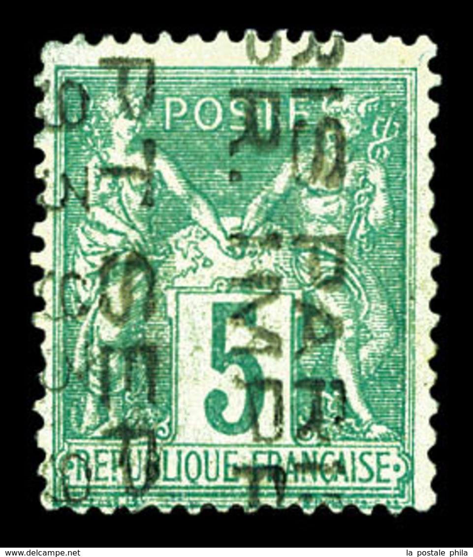 (*) N°15, 5c Vert Surchargé Verticalement 5 Lignes Sans Quantième De SEPT 1893, TB (signé Scheller/certificat)  Qualité: - 1893-1947