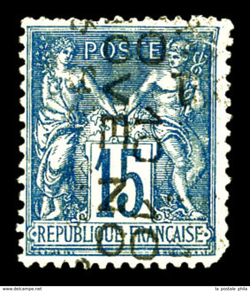 (*) N°17, 15c Bleu Surchargé 5 Lignes Du 10 Novembre 1893 Légers Défauts Normal Pour Ce Timbre Rare. (signé Calves/certi - 1893-1947